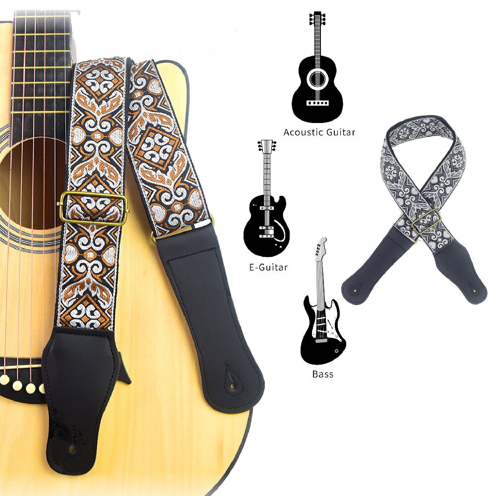 Musical Instruments Easy - Gitaarband met geborduurde print, etnische stijl,